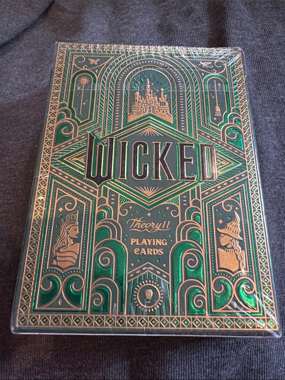 Theory Wicked Metallic Green and Gold Playing Cards